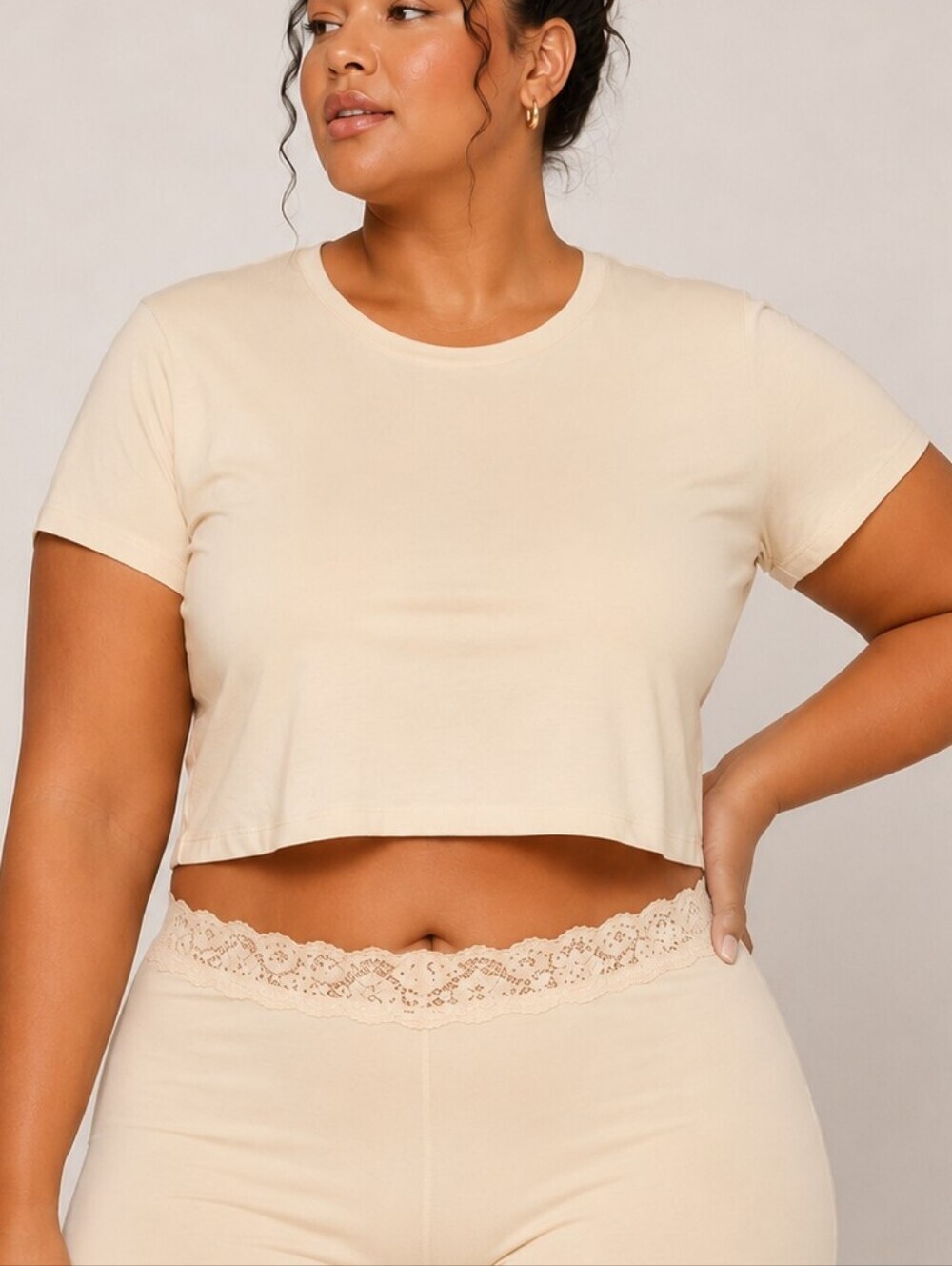 SKIMS Fits Everybody Super Cropped T-Shirt Top SAND 2X NWT